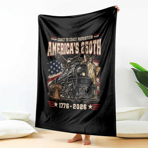 Steam Locomotive Train USA 250th Anniversary Throw Blanket Coast To Coast Patriotism Liberty American Flag TS11 Print Your Wear