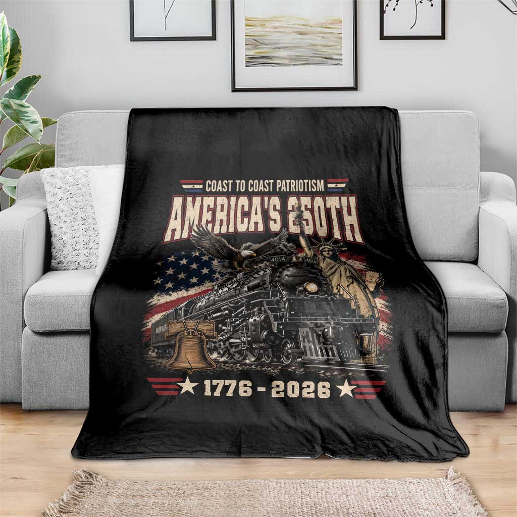 Steam Locomotive Train USA 250th Anniversary Throw Blanket Coast To Coast Patriotism Liberty American Flag TS11 Print Your Wear