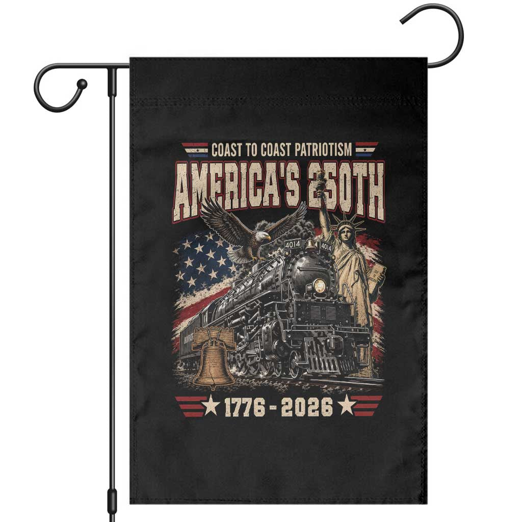 Steam Locomotive Train USA 250th Anniversary Garden Flag Coast To Coast Patriotism Liberty American Flag TS11 Black Print Your Wear