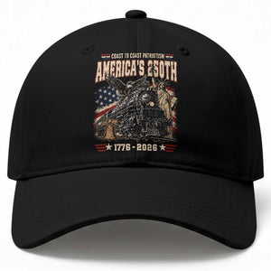 Steam Locomotive Train USA 250th Anniversary Baseball Cap Coast To Coast Patriotism Liberty American Flag TS11 Print Your Wear