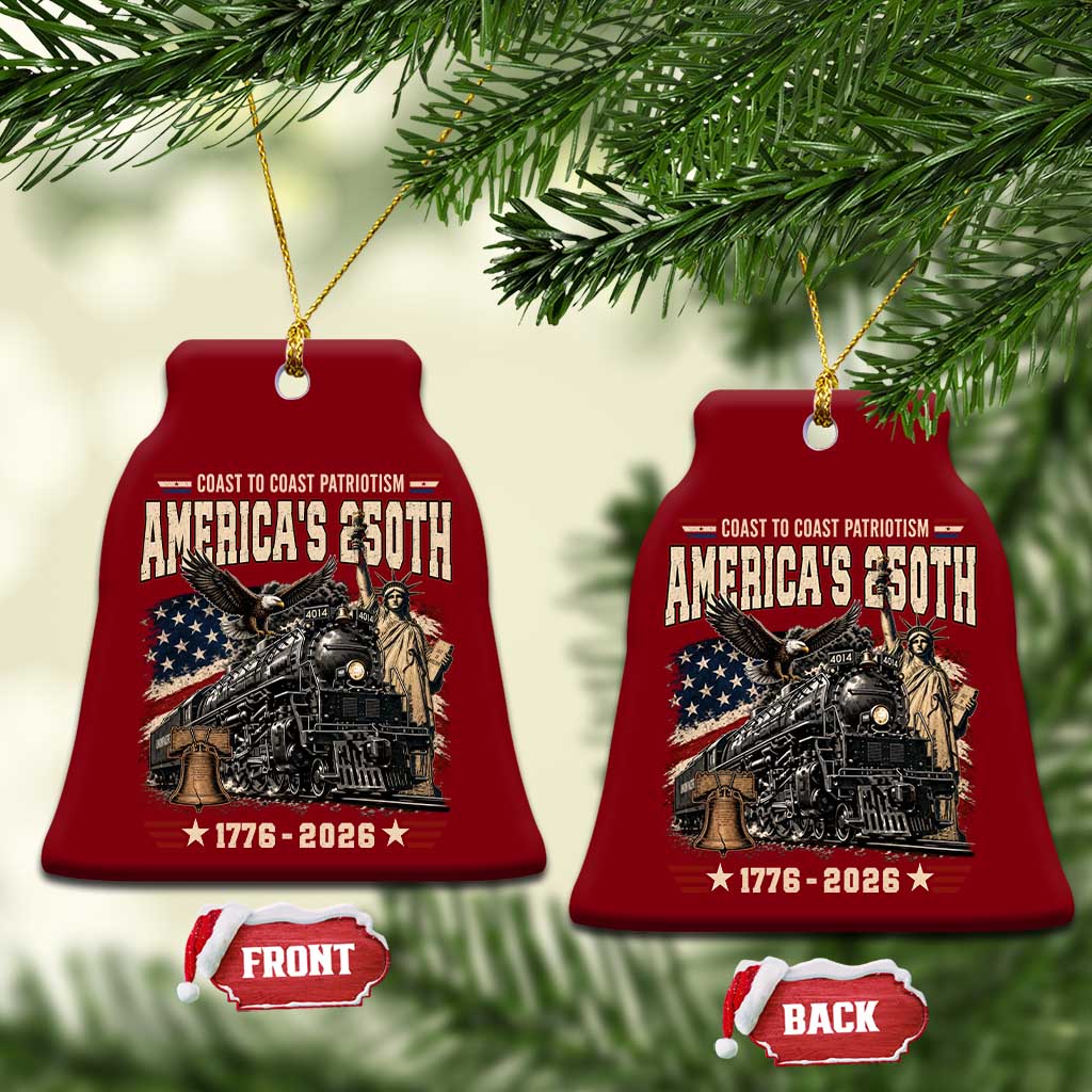 Steam Locomotive Train USA 250th Anniversary Ceramic Ornament Coast To Coast Patriotism Liberty American Flag TS11 Print Your Wear