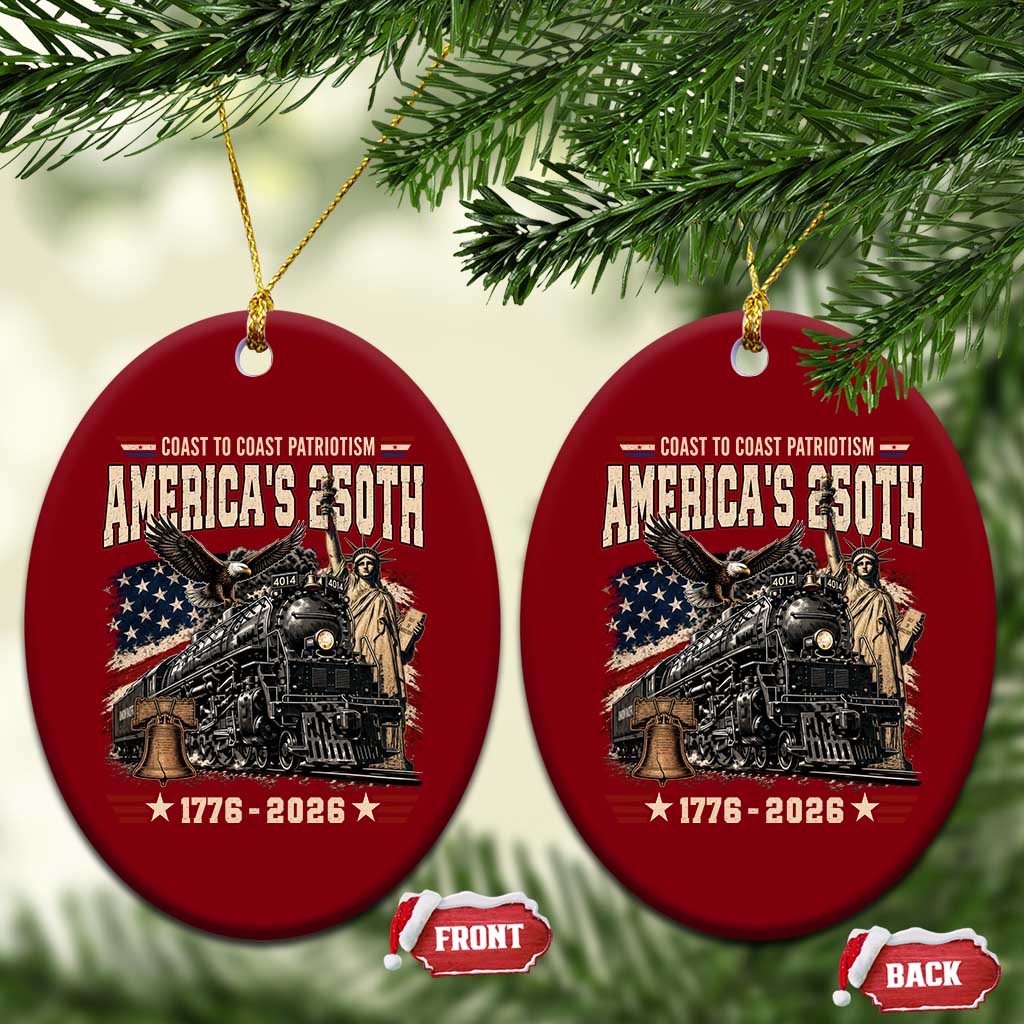 Steam Locomotive Train USA 250th Anniversary Ceramic Ornament Coast To Coast Patriotism Liberty American Flag TS11 Print Your Wear
