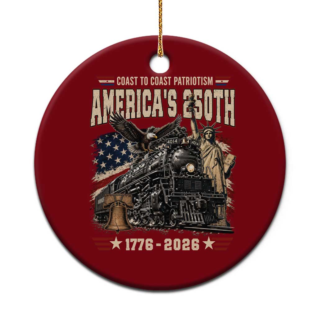 Steam Locomotive Train USA 250th Anniversary Ceramic Ornament Coast To Coast Patriotism Liberty American Flag TS11 1pc Red Print Your Wear