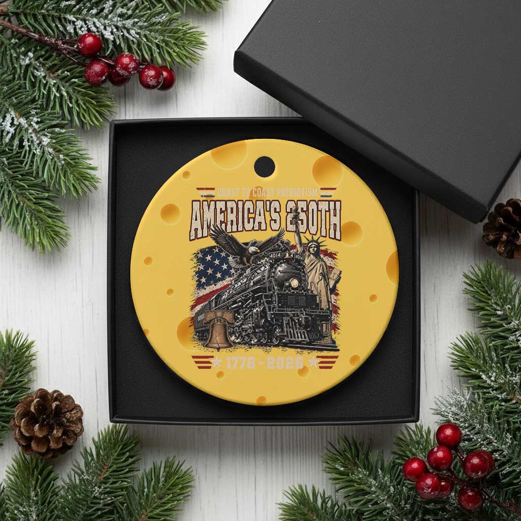 Steam Locomotive Train USA 250th Anniversary Ceramic Ornament Coast To Coast Patriotism Liberty American Flag TS11 1pc Yellow Cheese Print Your Wear