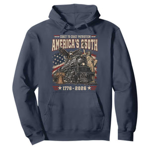 Steam Locomotive Train USA 250th Anniversary Hoodie Coast To Coast Patriotism Liberty American Flag TS11 Navy Print Your Wear