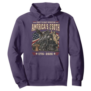 Steam Locomotive Train USA 250th Anniversary Hoodie Coast To Coast Patriotism Liberty American Flag TS11 Purple Print Your Wear