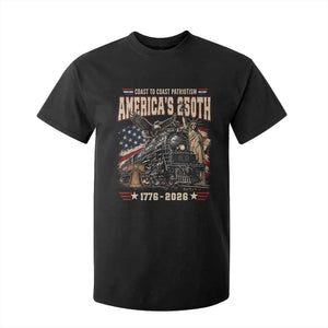 Steam Locomotive Train USA 250th Anniversary T Shirt For Kid Coast To Coast Patriotism Liberty American Flag TS11 Black Print Your Wear