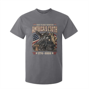 Steam Locomotive Train USA 250th Anniversary T Shirt For Kid Coast To Coast Patriotism Liberty American Flag TS11 Charcoal Print Your Wear