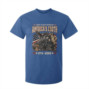Steam Locomotive Train USA 250th Anniversary T Shirt For Kid Coast To Coast Patriotism Liberty American Flag TS11 Royal Blue Print Your Wear