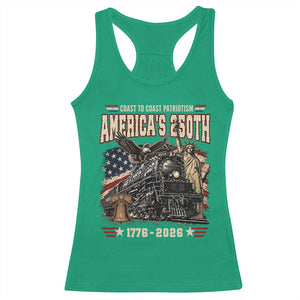 Steam Locomotive Train USA 250th Anniversary Racerback Tank Top Coast To Coast Patriotism Liberty American Flag TS11 Irish Green Print Your Wear