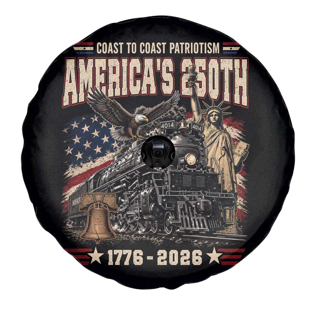 Steam Locomotive Train USA 250th Anniversary Spare Tire Cover Coast To Coast Patriotism Liberty American Flag TS11 Print Your Wear