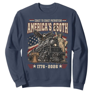 Steam Locomotive Train USA 250th Anniversary Sweatshirt Coast To Coast Patriotism Liberty American Flag TS11 Navy Print Your Wear
