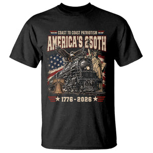 Steam Locomotive Train USA 250th Anniversary T Shirt Coast To Coast Patriotism Liberty American Flag TS11 Black Print Your Wear