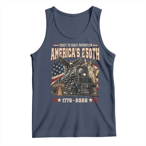 Steam Locomotive Train USA 250th Anniversary Tank Top Coast To Coast Patriotism Liberty American Flag TS11 Navy Print Your Wear