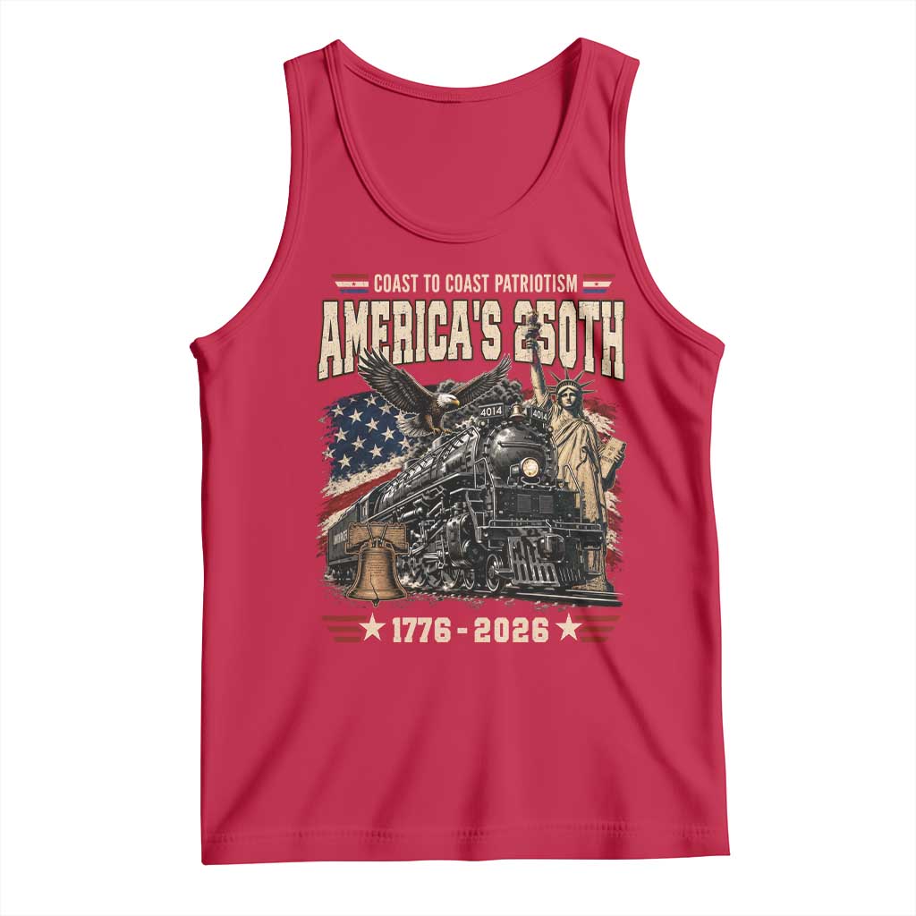 Steam Locomotive Train USA 250th Anniversary Tank Top Coast To Coast Patriotism Liberty American Flag TS11 Red Print Your Wear