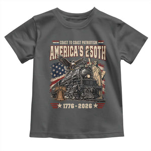 Steam Locomotive Train USA 250th Anniversary Toddler T Shirt Coast To Coast Patriotism Liberty American Flag TS11 Dark Heather Print Your Wear