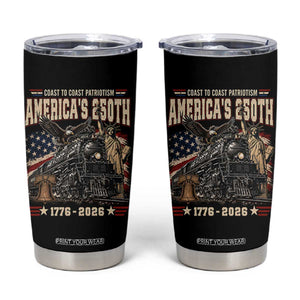Steam Locomotive Train USA 250th Anniversary Tumbler Cup Coast To Coast Patriotism Liberty American Flag TS11 Black Print Your Wear