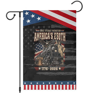 Steam Locomotive Train USA 250th Anniversary Patriotic Garden Flag Coast To Coast Patriotism Liberty American Flag TS11 Distressed Black Blue Print Your Wear