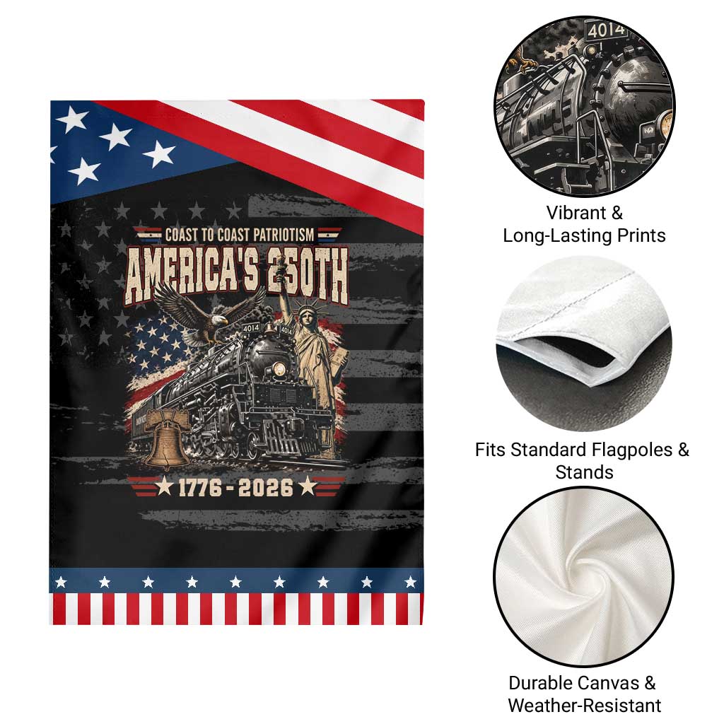 Steam Locomotive Train USA 250th Anniversary Patriotic Garden Flag Coast To Coast Patriotism Liberty American Flag TS11 Print Your Wear
