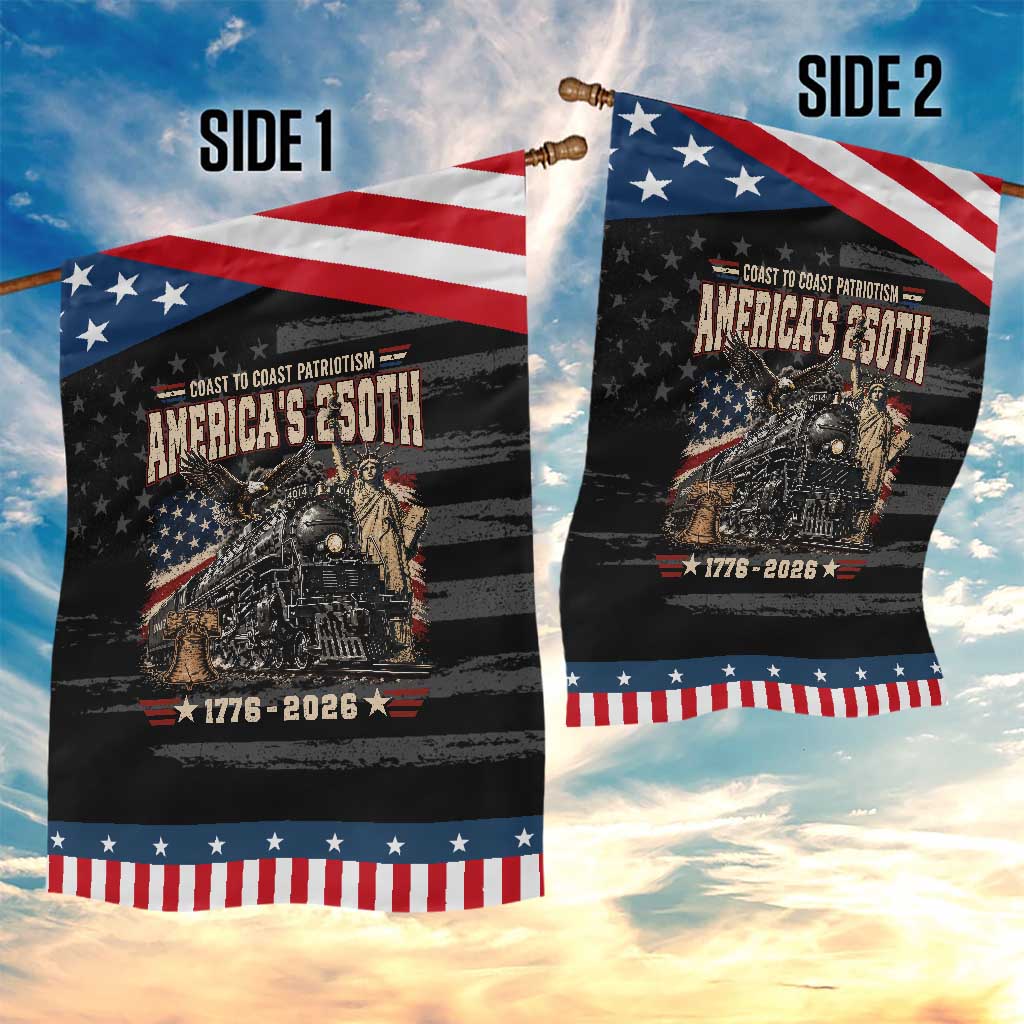 Steam Locomotive Train USA 250th Anniversary Patriotic Garden Flag Coast To Coast Patriotism Liberty American Flag TS11 Print Your Wear