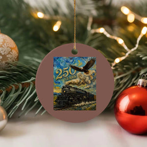 Train USA 250 Year Anniversary 1776 2026 Ceramic Ornament Van Gogh Art Steam Locomotive Railroad Starry Night