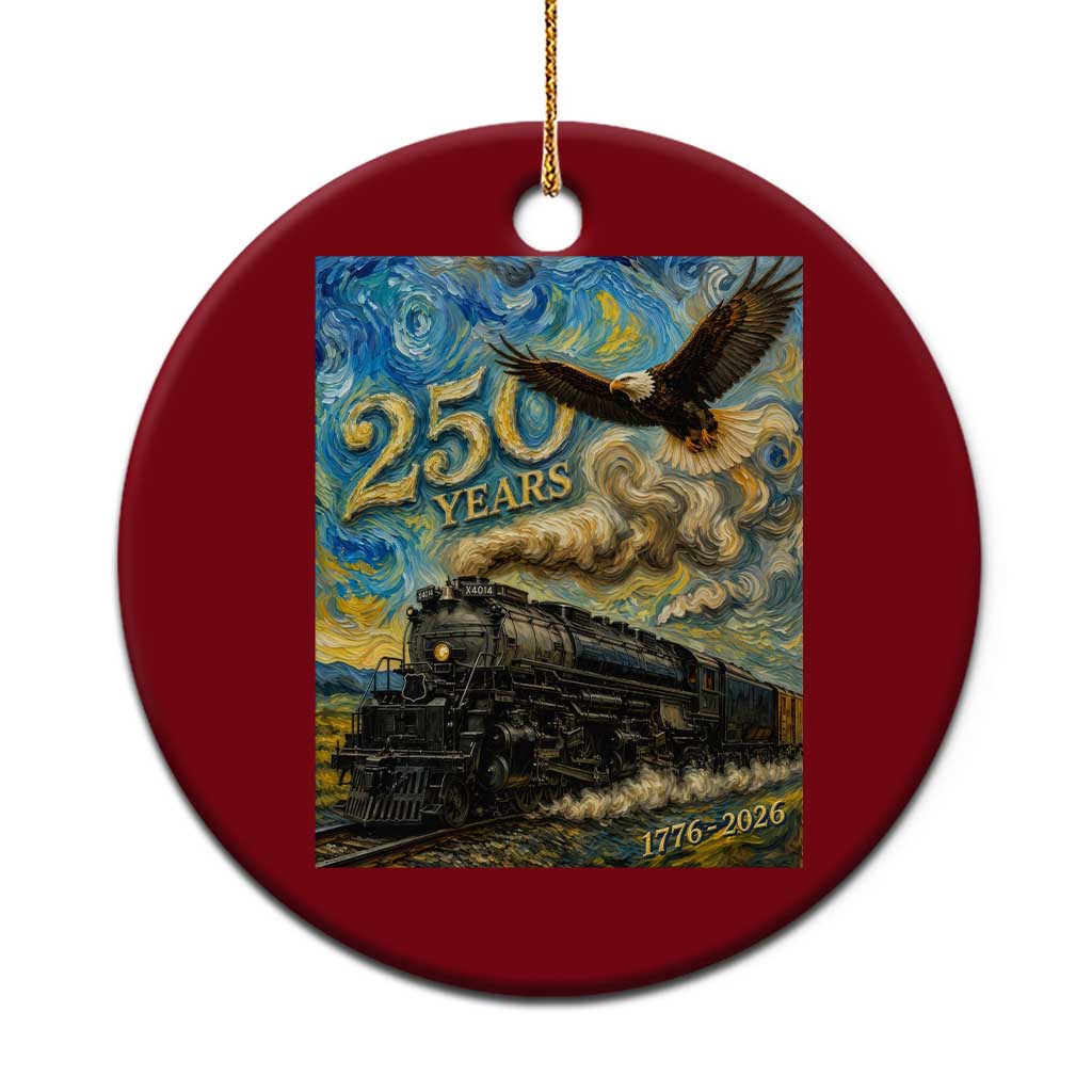 Train USA 250 Year Anniversary 1776 2026 Ceramic Ornament Van Gogh Art Steam Locomotive Railroad Starry Night TS11 1pc Red Print Your Wear