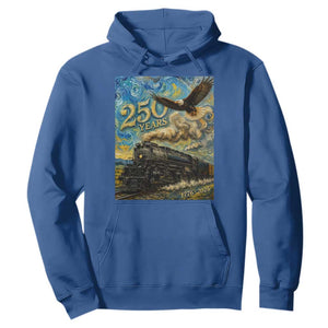 Train USA 250 Year Anniversary 1776 2026 Hoodie Van Gogh Art Steam Locomotive Railroad Starry Night