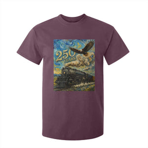 Train USA 250 Year Anniversary 1776 2026 T Shirt For Kid Van Gogh Art Steam Locomotive Railroad Starry Night