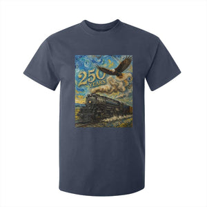 Train USA 250 Year Anniversary 1776 2026 T Shirt For Kid Van Gogh Art Steam Locomotive Railroad Starry Night