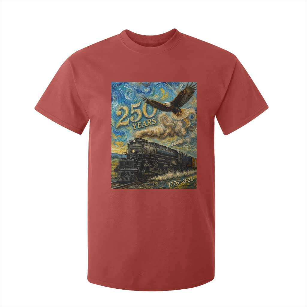 Train USA 250 Year Anniversary 1776 2026 T Shirt For Kid Van Gogh Art Steam Locomotive Railroad Starry Night