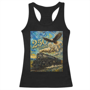 Train USA 250 Year Anniversary 1776 2026 Racerback Tank Top Van Gogh Art Steam Locomotive Railroad Starry Night