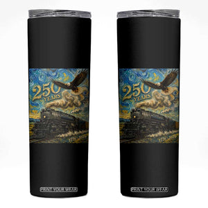 Train USA 250 Year Anniversary 1776 2026 Skinny Tumbler Van Gogh Art Steam Locomotive Railroad Starry Night