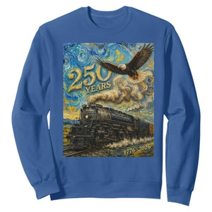 Train USA 250 Year Anniversary 1776 2026 Sweatshirt Van Gogh Art Steam Locomotive Railroad Starry Night