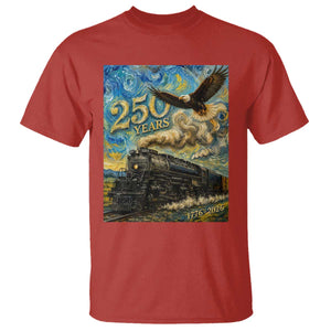 Train USA 250 Year Anniversary 1776 2026 T Shirt Van Gogh Art Steam Locomotive Railroad Starry Night