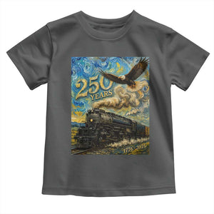 Train USA 250 Year Anniversary 1776 2026 Toddler T Shirt Van Gogh Art Steam Locomotive Railroad Starry Night