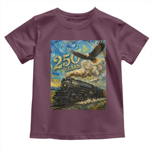 Train USA 250 Year Anniversary 1776 2026 Toddler T Shirt Van Gogh Art Steam Locomotive Railroad Starry Night