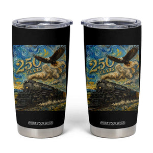 Train USA 250 Year Anniversary 1776 2026 Tumbler Cup Van Gogh Art Steam Locomotive Railroad Starry Night