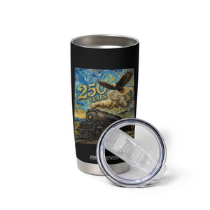 Train USA 250 Year Anniversary 1776 2026 Tumbler Cup Van Gogh Art Steam Locomotive Railroad Starry Night