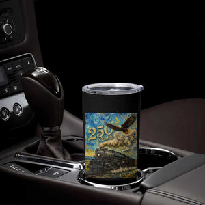 Train USA 250 Year Anniversary 1776 2026 Tumbler Cup Van Gogh Art Steam Locomotive Railroad Starry Night