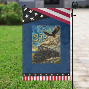 Train USA 250 Year Anniversary 1776 2026 Patriotic Garden Flag Van Gogh Art Steam Locomotive Railroad Starry Night