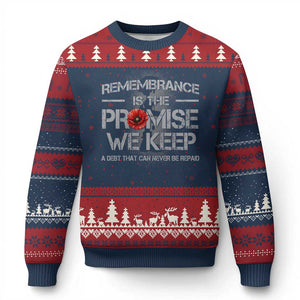 Remembrance Is The Promise We Keep Ugly Christmas Sweater Memorial Day TS11 Navy Red Print Your Wear