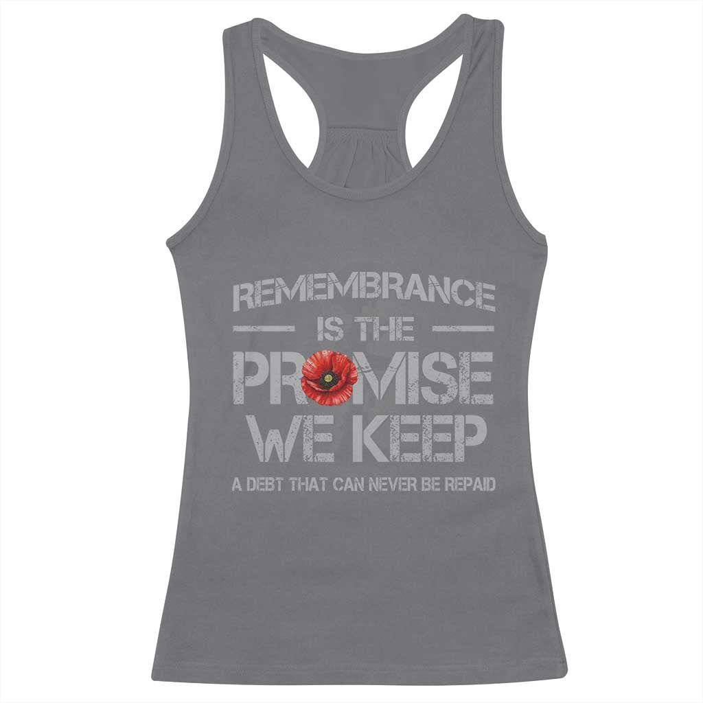 Remembrance Is The Promise We Keep Racerback Tank Top Memorial Day TS11 Charcoal Print Your Wear