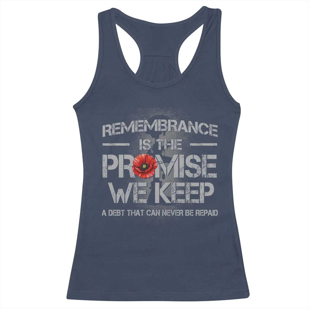 Remembrance Is The Promise We Keep Racerback Tank Top Memorial Day TS11 Navy Print Your Wear