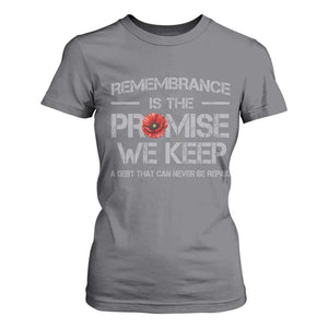 Remembrance Is The Promise We Keep T Shirt For Women Memorial Day TS11 Charcoal Print Your Wear