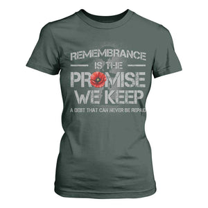 Remembrance Is The Promise We Keep T Shirt For Women Memorial Day TS11 Dark Forest Green Print Your Wear