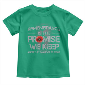 Remembrance Is The Promise We Keep Toddler T Shirt Memorial Day TS11 Irish Green Print Your Wear