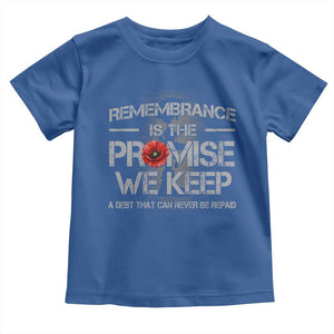 Remembrance Is The Promise We Keep Toddler T Shirt Memorial Day TS11 Royal Blue Print Your Wear