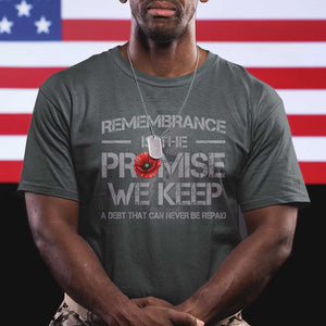Remembrance Is The Promise We Keep T Shirt Memorial Day TS11 Dark Heather Print Your Wear
