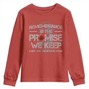 Remembrance Is The Promise We Keep Youth Sweatshirt Memorial Day TS11 Red Print Your Wear