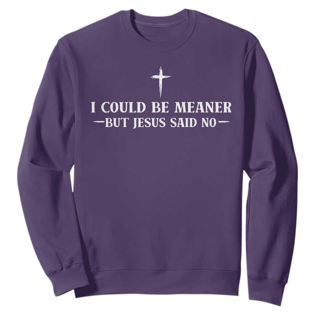 I Could Be Meaner But Jesus Said No Sweatshirt Funny Christian Quote TS11 Purple Print Your Wear